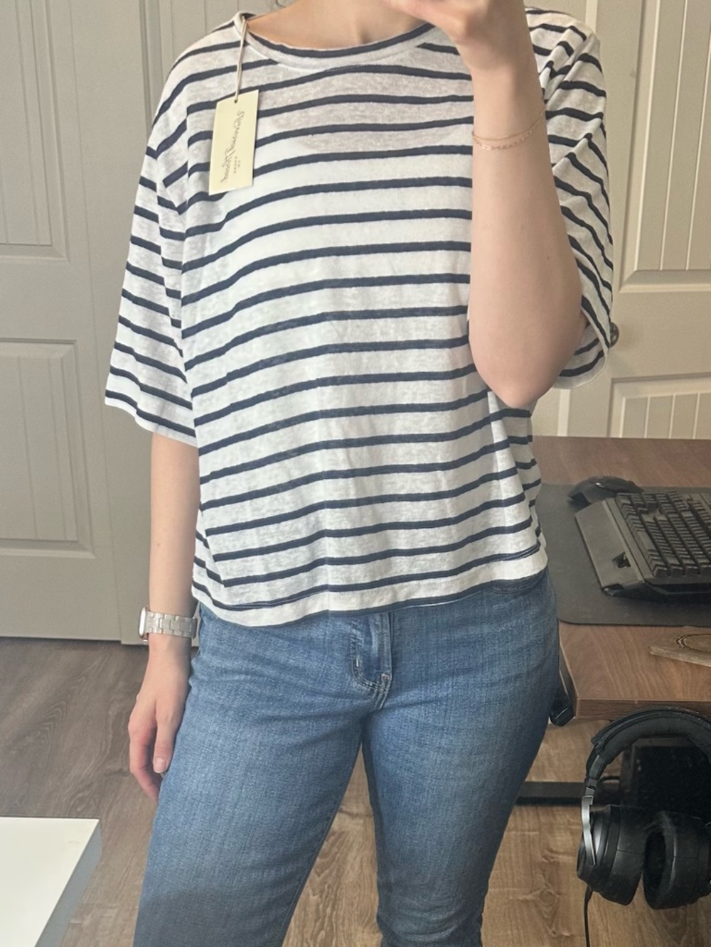 Navy & White Striped Women’s Shirt